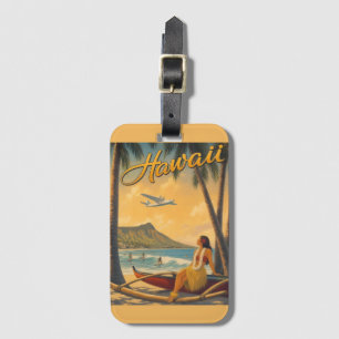 Étiquette À Bagage Évasion Aloha de la fille hula hawaïenne vintage p