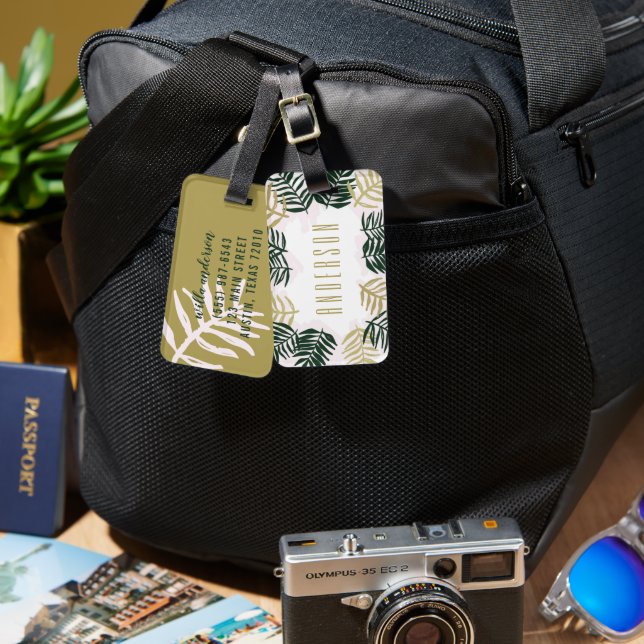 Étiquette À Bagage Évasion Palmier Tropical Plage (Recto & Verso)