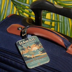 Étiquette À Bagage Évasion vintage hawaïenne au pays de l'Aloha vers
