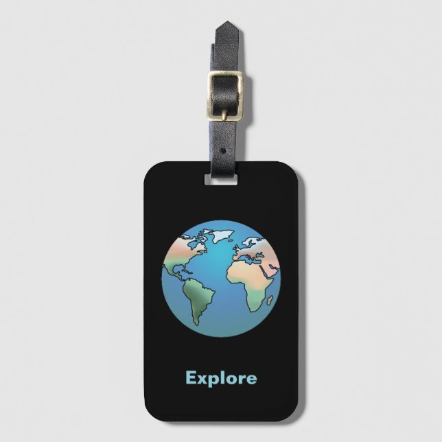 Étiquette À Bagage Explorer le monde (Devant Vertical)