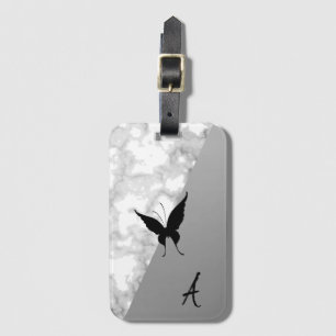 Étiquette À Bagage Extraordinaire, Cool, Marbre blanc, Buterfy, Argen
