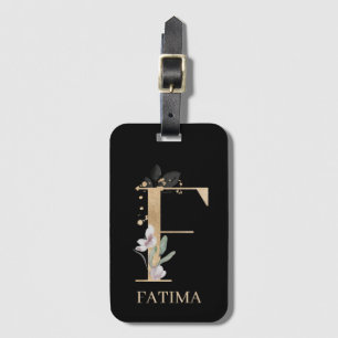 Étiquette À Bagage F Monogramme Floral Personnalisé