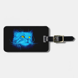 Étiquette À Bagage Face de chat bleu