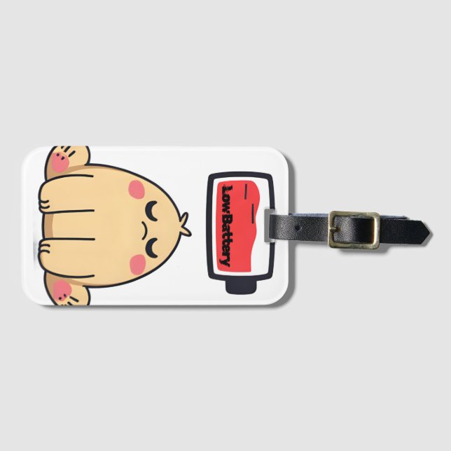 Étiquette À Bagage Faible humeur de batterie - Drôle Doodle comique (Devant Horizontal)