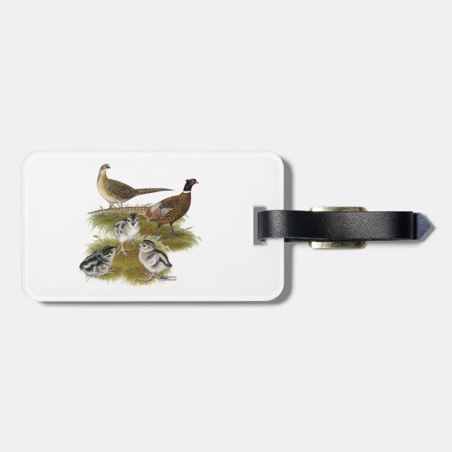 Étiquette À Bagage Famille de faisans à collier (Dos horizontal)