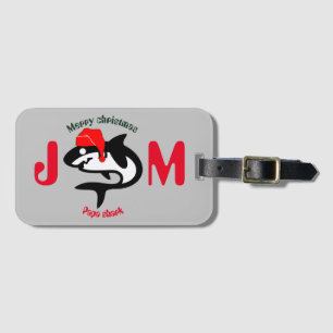 Étiquette À Bagage famille de noël de requin, personnaliser personnal