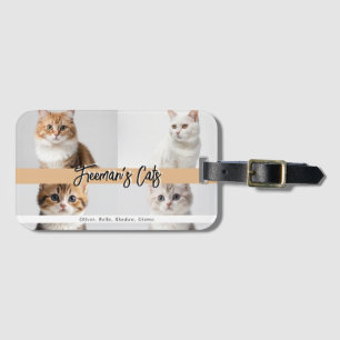 Étiquette À Bagage Famille de photos de chats personnalisées