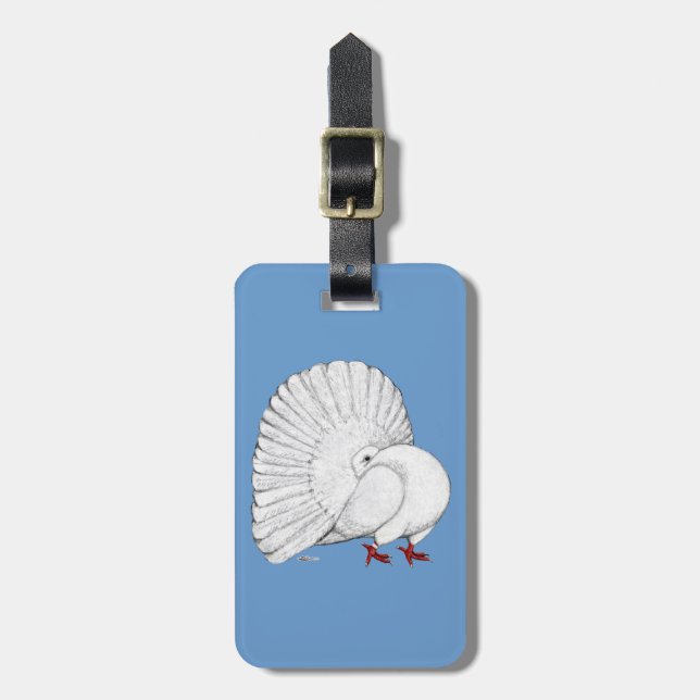 Étiquette À Bagage Fantail Pigeon White (Devant Vertical)