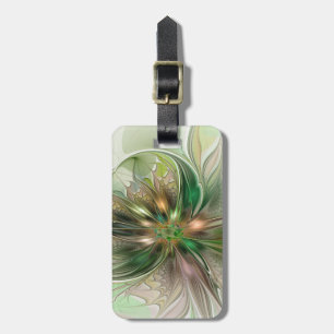 Étiquette À Bagage Fantaisie Abstraite Moderne Fleur Fractale Colorée