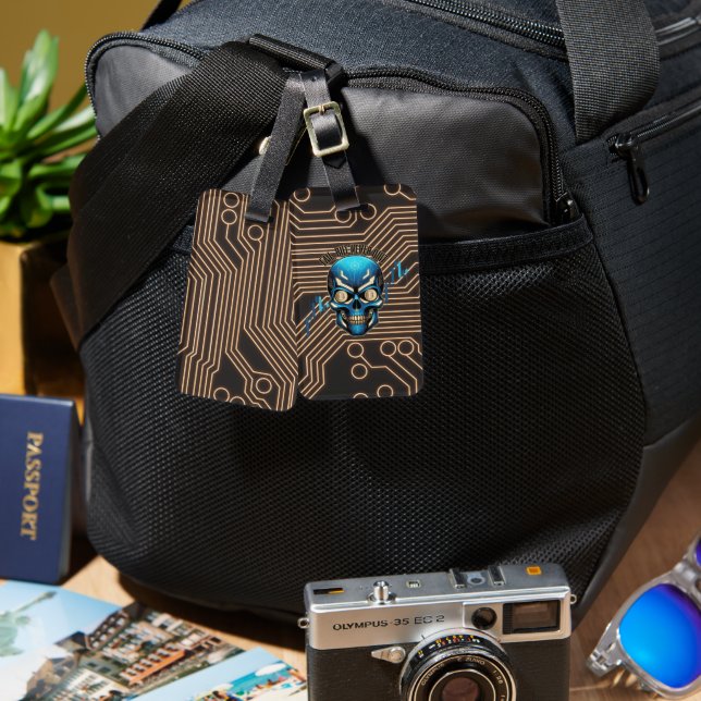 Étiquette À Bagage Fantasy Design | Crypto Btc | Motivation | Blue (Recto & Verso)