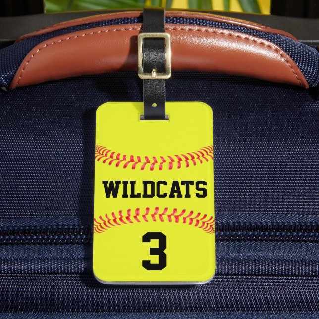 Étiquette À Bagage Fastpitball Softball Nom de l'équipe et numéro du  (Insitu Rectoal 2)