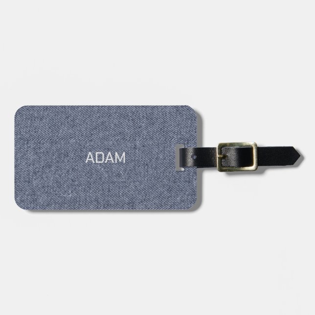 Étiquette À Bagage Faux Denim Texture Marine Blue Mousepad (Devant horizontal)