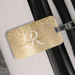 Étiquette À Bagage Faux Gold brossé Parties scintillant métallique Im<br><div class="desc">Personnalisez facilement ce design chic et branché de porte-bagages avec une jolie parties scintillant dorée brillante sur un arrière - plan métallique brossé en or.</div>