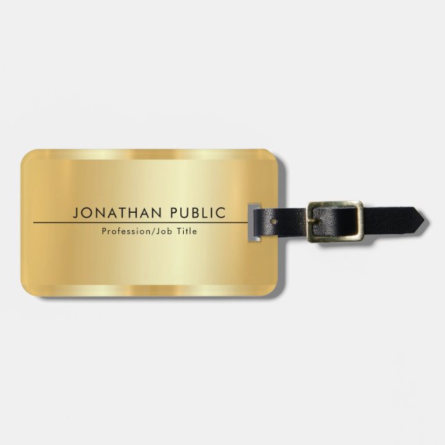 Étiquette À Bagage Faux Gold Moderne Élégant Glamour Modèle tendance (Devant horizontal)