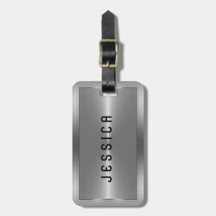 Étiquette À Bagage Faux métalliques brillants Acier inoxydable argent