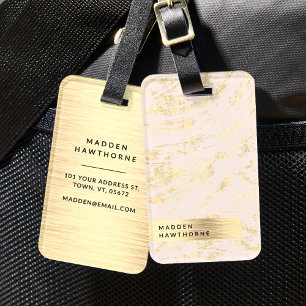 Étiquette À Bagage Faux or rose vif moderne Foil Métal brossé