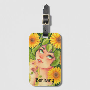 Étiquette À Bagage Fée Tournesol Personnalisée
