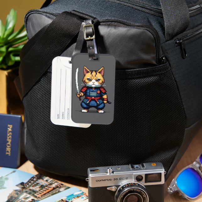 Étiquette À Bagage Feline Samurai Warrior (Recto & Verso)