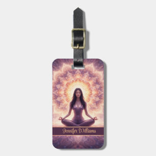 Étiquette À Bagage Femme de méditation mandala lumineux Nom personnal