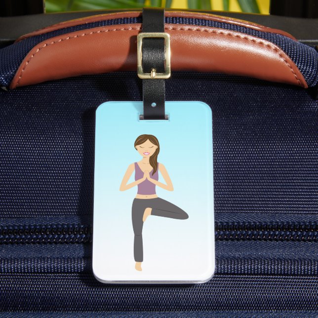 Étiquette À Bagage Femme de yoga en posture d'arbre (Insitu Rectoal 2)