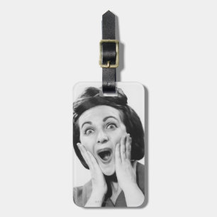 Étiquette À Bagage Femme faisant le visage