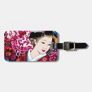 Étiquette À Bagage Femme japonaise dans le kimono