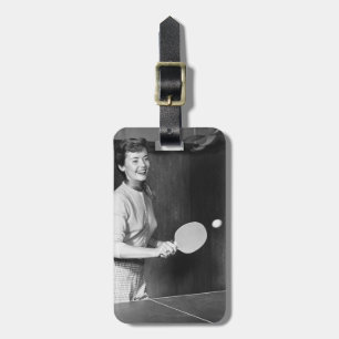 Étiquette À Bagage Femme jouant au ping-pong