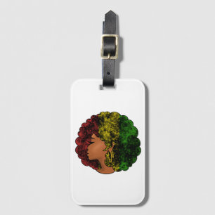 Étiquette À Bagage Femme noire rasta afro rouge jaune vert