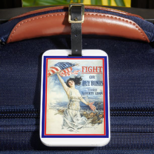 Étiquette À Bagage Femme patriotique vintage avec American Flag Poste