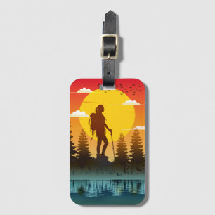 Étiquette À Bagage Femmes de la nature randonnée coucher de soleil