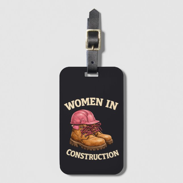 Étiquette À Bagage Femmes sur les chantiers de construction en bottes (Devant Vertical)