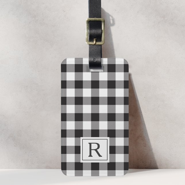 Étiquette À Bagage Ferme Monogramme Vérifié Buffle Noir (Créateur téléchargé)