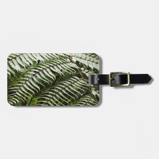 Étiquette À Bagage Fern Fronds II Dark Green Nature (Devant horizontal)