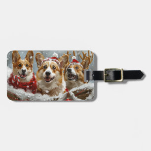 Étiquette À Bagage Festive de Noël de Chien de Corgi