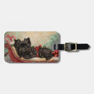 Étiquette À Bagage Fête de Noël du chien Affenpinscher