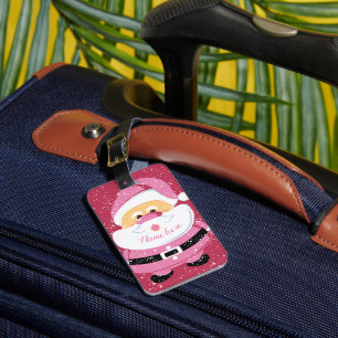 Étiquette À Bagage Fête de Noël du Père Noël rose doux