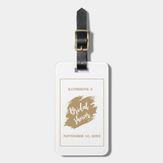 Étiquette À Bagage Fête des mariées or blanc élégant (Devant Vertical)