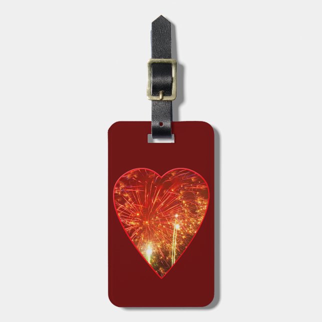 Étiquette À Bagage Feu de coeur rouge (Devant Vertical)