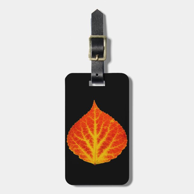 Étiquette À Bagage Feuille d'Aspen rouge et jaune #10 (Devant Vertical)