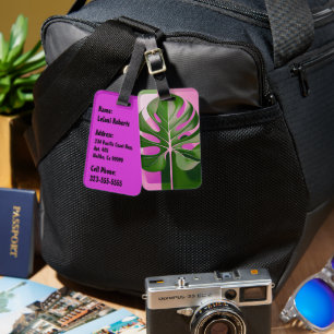 Étiquette À Bagage Feuille de Monstera hawaïenne moderne du milieu du