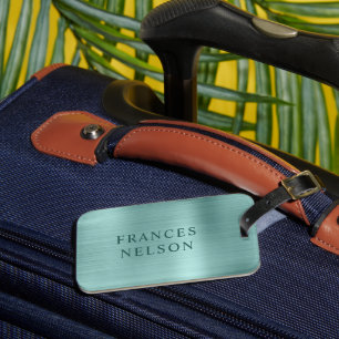 Étiquette À Bagage Feuille de papier personnalisée turquoise pâle