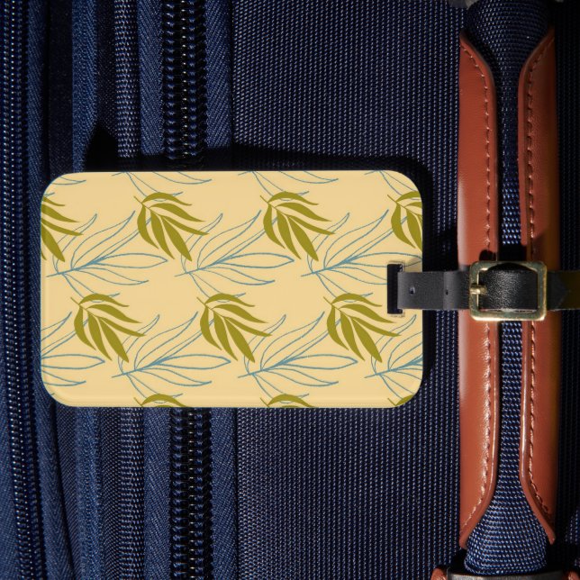 Étiquette À Bagage Feuille mignon sur motif rose (Insitu Rectoal 4)