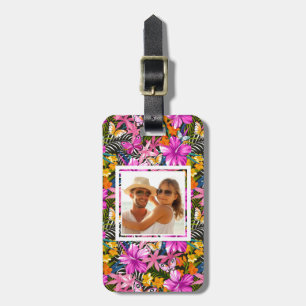 Étiquette À Bagage Feuille tropical et fleurs de photo faite sur