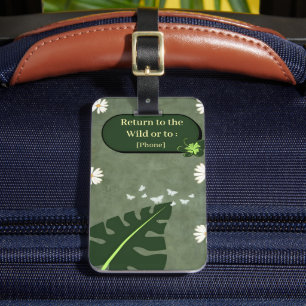 Étiquette À Bagage Feuille Tropicale de Monstera Personnalisée "Retou