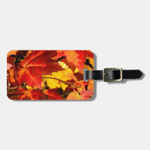 Étiquette À Bagage Feuilles d'automne colorées, feuille d'érable doré
