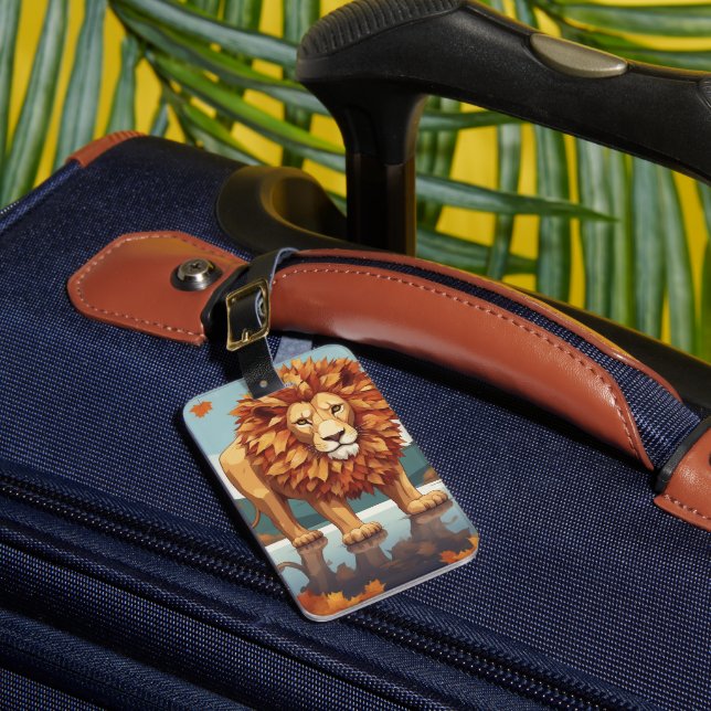 Étiquette À Bagage Feuilles d'automne Lion mâle (Insitu Rectoal 1)