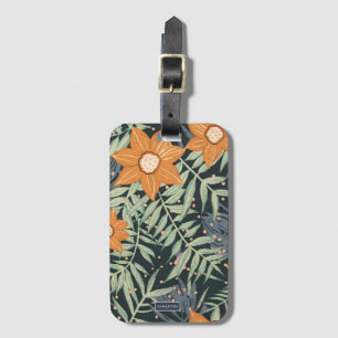 Étiquette À Bagage Feuilles de fleurs tropicales personnalisées 