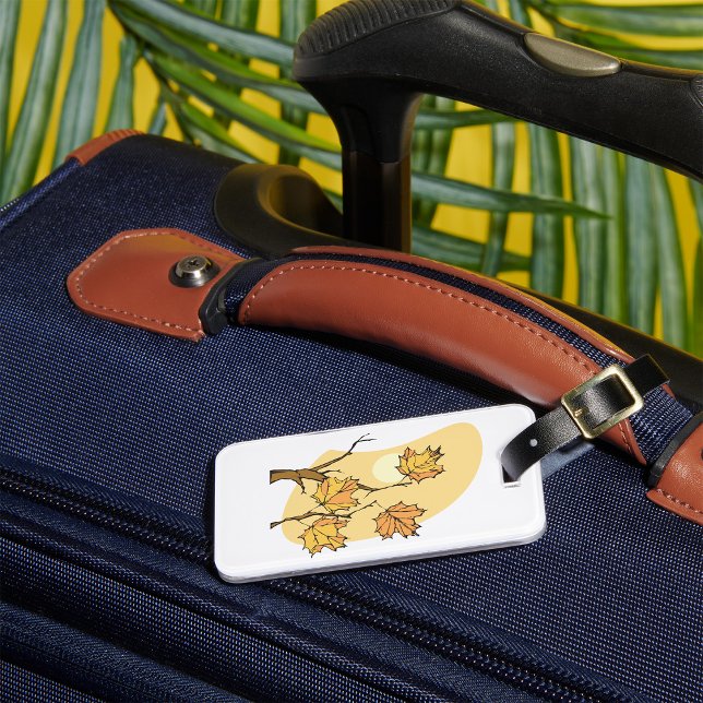 Étiquette À Bagage Feuilles d'érable d'automne avec Branches et couch (Créateur téléchargé)