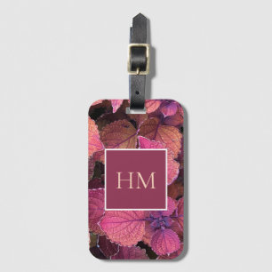 Étiquette À Bagage Feuilles Monogram Burgundy Cream