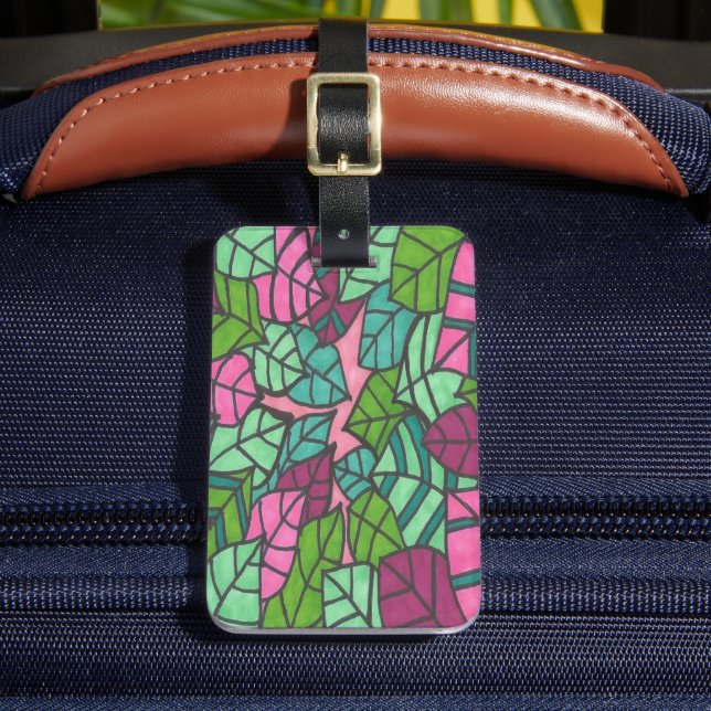 Étiquette À Bagage Feuilles Pink and Green Palm (Insitu Rectoal 2)